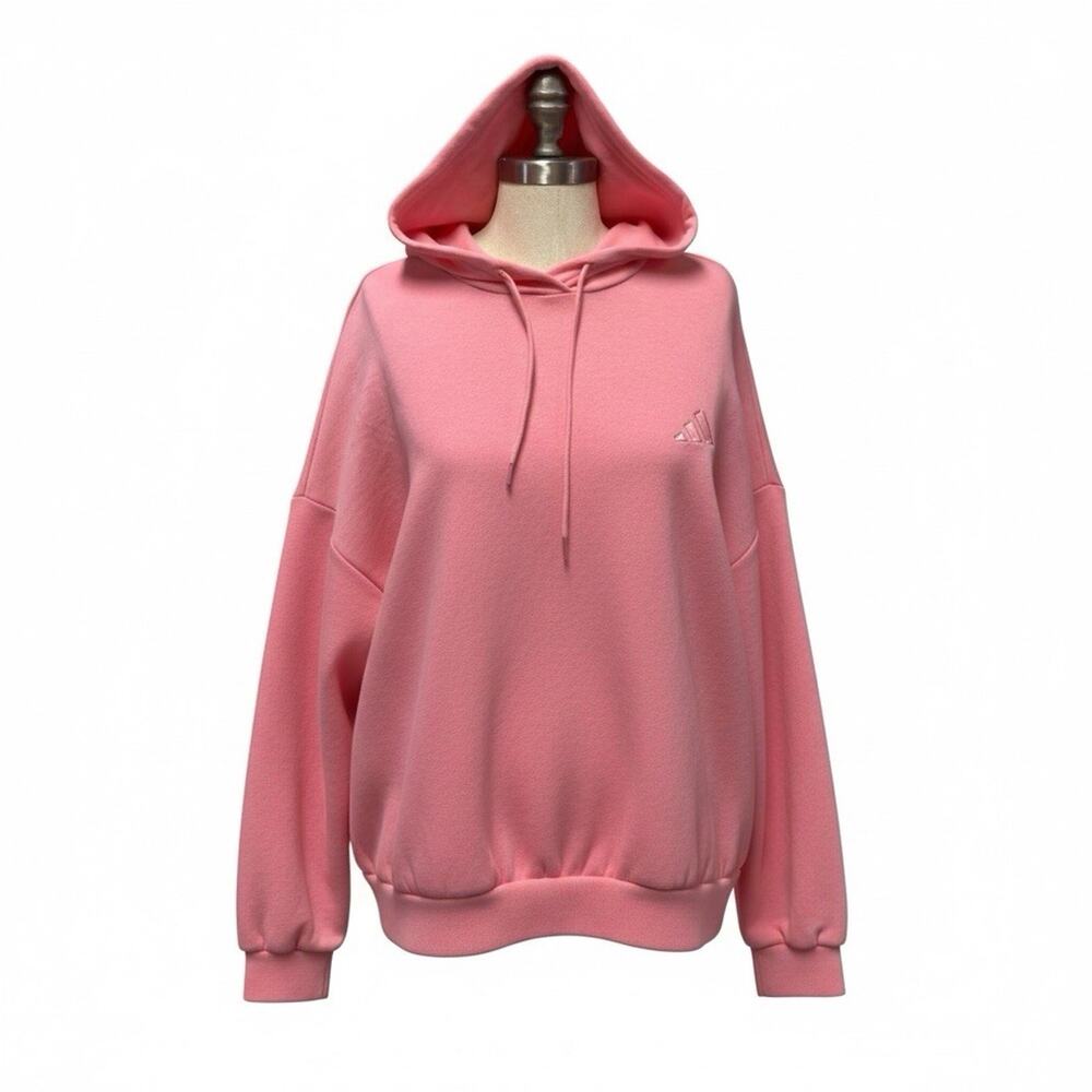 Adidas Hoodie Fleece Sweatshirt Pullover Pink Size XL Oversized Activewear NWT